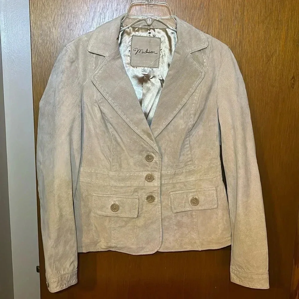 Madison Tan Suede Leather jacket Women’s 10 Stitch detail
